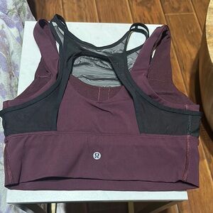 lululemon athletica Purple and Black Sports Bra with Mesh Design
